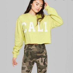 Wild Fable Cali Cropped Neon Sweatshirt